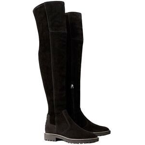 Tory Burch Miller Lug Sole Over The Knee Black Suede Boot Women's Size 6.5M NWOB